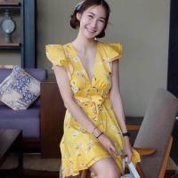 ราคา เดรสสีเหลืองลายดอกสีขาว (7308003736)