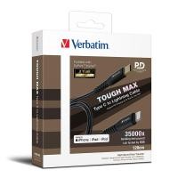 ราคา สายชาร์จ TOUGH MAX Verbatim 120cm TypeC to Lightning Cable with Kevlar - Black,Gold (9406233740)