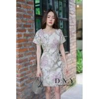 ราคา เดรสผ้าทองานป้าย DNY มือ 1 size m (3147903225)