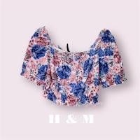 ราคา [ส่งต่อ] H&M แท้ Crop เสื้อครอปจั้มเอว ลายดอก (ชมพู/ม่วง) (23551433358)