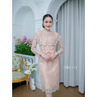 ราคา เดรสลูกไม้ฝรั่งเศสเอวระบาย ลูกไม้นิ่มดีไซส์สวยหวาน ดีเทลคลุมไหล่ระบายทำให้ดูหรูหรามากๆ ชุดเพื่อนเจ้าสาว เจ้าสาว ชุดไทย (27600125056)