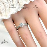 ราคา แหวนโมอีสซาไนท์ Round Brilliant Cut เพชรโมอีส แหวนเพชรแต่งบ่าข้าง 1 กะรัต เงินแท้ S925 (27127930830)