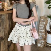 ราคา กระโปรงลายโบว์ กระโปรงลูกไม้ กระโปรงทรงเอ ทรงสั้น เอวยางยืด (42453053222)