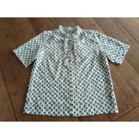 ราคา เสื้อวินเทจคอระบายฉลุผูกโบว์สวยๆค่ามือสอง (3592939400)