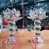ราคา [ คู่ ] โคมไฟบูชาคริสตัลดอกบัว 20ซม (40113529188)