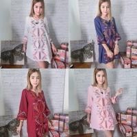 ราคา พร้อมส่ง(ดอกไม้) เดรสโมฮีเมี้ยนผ้าสปันแขน3ส่วนงานปักลายดอกไม้ เป็นผ้าสปันเนื้อนิ่มปักลายสวยค่ะ ปั (14257479)