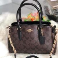 ราคา Coach ทรงถังมินิลายซีสีน้ำตาลเข้ม สายสีดำ สีคลาสสิค (2090342627)