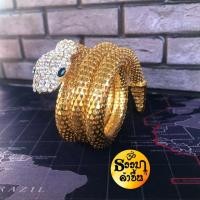 ราคา ถูกและดี..ก็เรา!! กำไลงูโลหะสีทอง ประดับพลอยขาว งานฟรีไซส์ สวมใส่ง่ายมากๆ โดยใช้พันรอบข้อมือได้เลย (3510520068)