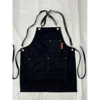 ราคา ผ้ากันเปื้อนยีนส์สียีนส์ดำเข้มสนิท สายหนังสไตล์ไขว้หลัง (13779345040)