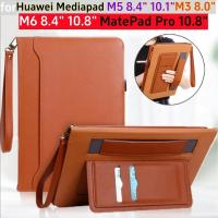 ราคา สําหรับ Huawei Mediapad M3 8.0 "M5 8.4 "10.1 "M6 8.4 "10.8" MatePad Pro 10.8 "ผู้ถือมือธุรกิจหนังกรณี Flip Card กระเป๋าสตางค์พร้อมสายคล้องมือ (28922237932)
