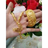 ราคา เซตสร้อย+สร้อยข้อมือลายสุโขทัย งานหุ้มทองคำแท้ 5 ไมครอน (2882065544)