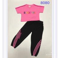 ราคา Black pink ชุดกีฬาเด็กผู้หญิง แฟชั่นเกาหลี เสื้อแขนสั้นเอวลอย+กางเกงวอร์มขายาวขาจั๊ม ผ้าคอตตอน 100% ใส่สบาย นุ่ม6-12year (11135929186)