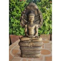 ราคา พระนาคปรก ปางสมาธิ เนื้อโลหะ ผิวขันลงหิน สวยงดงามหน้าตัก 4 นิ้ว ขนาดความสูง 11 นิ้ว (44458945263)