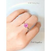 ราคา แหวนพลอยแท้ แซฟไฟร์สีชมพู Pink Sapphire ทรงกลม 6มิล แหวนเงินแท้925 ชุบทองคำขาว พลอยแท้จากธรรมชาติ (40463133322)