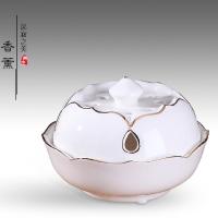 ราคา Aromatherapy diffuser กระถางธูปเซรามิกสีขาวขอบทองดอกบัวบ้านเรียบง่ายห้องนั่งเล่นกระถางธูปกระถางธูปไม้จันทน์กระถางธูปธูปอุปกรณ์ถนนธูป ejcf (27221954821)
