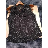 ราคา Claudia Kleid เสื้อแขนกุดลายจุดสีดำผ้าชีฟองมือสอง (18896412318)