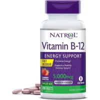 ราคา วิตามินบี12 Natrol, Vitamin B-12, Fast Dissolve, Maximum Strength, Strawberry, 5000 mcg, 100 Tablets (24413242489)