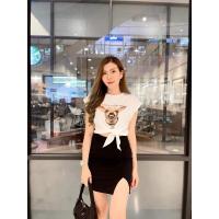 ราคา เสื้อครอปผูกเอวลายชิวาว่าสุดโหดป้ายpurefloral_freesize(สินค้าถ่ายจากงานขายจริง) (9875785876)