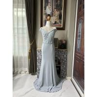 ราคา ชุดราตรียาวโอบไหล่(ไซส์ XXL)สีฟ้าเทา#มือสอง(DAVID’S BRIDAL) (25793569521)
