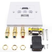 ราคา ปลั๊กติดผนัง Wall Socker HDMI VGA 3RCA AV Wall Plate Composite Audio Video Adapter แจ็ค Outlet Wall แผงสนับสนุน HDTV (4163177150)