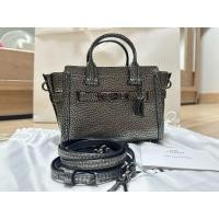 ราคา กระเป๋า Coach swagger 15 size จิ๋ว หนังแท้ สีเงิน gunmetal (26162847438)