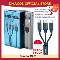 ราคา DMacos 2PCS Remax 3-in-1 สายชาร์จ 1.15 เมตร iPhone Apple iOS iPad Android (43800127829)