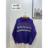 ราคา สเวตเตอร์คอปกลายน้องหมามือสองงานถักตรงกลาง (27121434804)