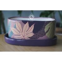 ราคา กระถางต้นไม้ ทรงรี เพ้นท์ลายแฮนด์เมด ( มีลายละใบเท่านั้น ) (5678807365)