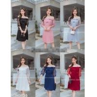 ราคา ชุดเดรสออกงานปาดไหล่ สีเทา (29103216580)