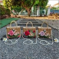 ราคา กระเป๋าสานกระจูดปักดอกริบบิ้นพร้อมสายสะพายมุก (8569912186)