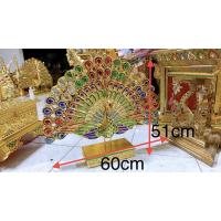 ราคา นกยูงรำแพนLนกยูงทองรำแพน ไม้แกะนกยูงปิดทองติดกระจก ของตกแต่งโรงแรม ของที่ระลึก ของตกแต่งบ้าน นกยูงกฐิน (size L) (7581170066)