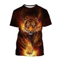 ราคา เสื้อยืดผู้ชายวัสดุโพลีเอสเตอร์แฟชั่นลายเสือพิมพ์ด้านบนเสื้อสวมหัวคอกลมแขนสั้นฤดูร้อน (28076432652)