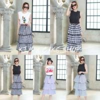 ราคา (มีครบลาย)กระโปรงอัดพลีท3ชั้น ผ้าลาย (2020269597)