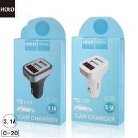 ราคา ที่ชาร์จในรถยนต์ USB 2ช่อง Car Charger 3.1A 2USB หัวชาร์จโทรศัพท์ในรถ หน้าจอLCDดิจิตอลแสดงตัวเลขHOLO C20รุ่นC-20 (18374401323)