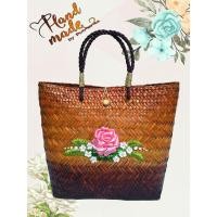 ราคา HANDMADE กระเป๋าสานกระจูด ปักริบบิ้น ไซส์ L ลายดอกกุหลาบ(พร้อมส่ง) (23250345959)