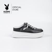 ราคา Playboy รองเท้าผ้าใบแบบเปิดส้น รุ่น ST-H241C1153 (ควร+1ไซส์) ดีไซน์ซีทรูลายแต่งป้ายโลโก้ มี2สี สีขาวและสีดำ (24213476537)