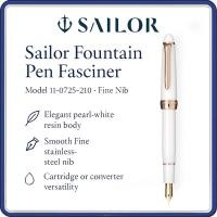 ราคา Sailor Fasciner Fountain Pen – Fine Stainless-Steel Nib, Pearl-White Resin & Rose-Gold Trim, Cartridge/Converter Filling – Elegant Japanese Luxury Writing Pen (24187667881)