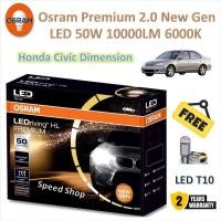 ราคา Osram หลอดไฟหน้า รถยนต์ Premium 2.0 New Gen Honda Civic Dimension แถมฟรี LED T10 รับประกัน 2 ปี (24373812298)