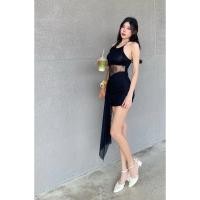 ราคา Momo dress ชุดเดรสคล้องคอผ้ามุ้งซีทรู ตกแต่งลูกไม้ช่วงเอว อกเสริมฟองน้ำ (28426110469)