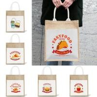 ราคา ถุงผ้าฝ้ายลินินเพ้นท์มือ ถุงช้อปปิ้งพิมพ์ลายอาหารสี ถุงปอกระเจาใหม่ ถุงลามิเนต (41661839914)