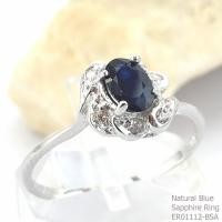 ราคา SKJewelryfactory แหวนไพลินแท้ พลอยแท้ สีน้ำเงินเข้ม ล้อมเพชร ER01112-BSA (7974212664)