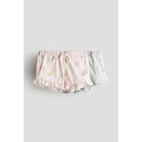 ราคา H&M(เอชแอนด์เอ็ม) กางเกงขาสั้นผ้ายืดกุ๊นจีบระบาย แพ็ก 3 ตัว เด็กผู้หญิง 1220442_2 (24733014926)