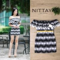 ราคา พร้อมส่ง Size XS ป้าย Nittaya My.M. เดรสปาดไหล่ + เข็มขัด เดรสปาดไหล่ผ้าลูกไม้ขาวดำ ทรงเข้ารูปพอดีตัว (42410880263)