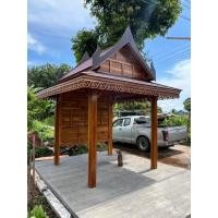 ราคา ศาลาไม้สักขนาด 2 × 2 เมตร เสาหลังคาใส่ผนังด้านหลัง (40465626110)