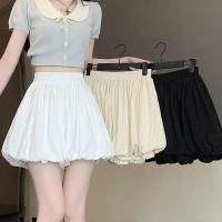 ราคา A11 กางเกงขาสั้น ทรงบอลลูน มีซับใน สีขาว,ครีม,ดำ (28317628815)