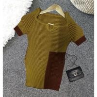 ราคา เสื้อไหมพรมผ้าร่องแขนสั้น ผ้าดีผ้าหนามือ1 size S (25287606558)