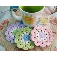 ราคา ที่รองแก้วไหมพรม ดอกไม้พาสเทลน่ารัก #ถักไหมพรมโครเชต์ (25819272441)