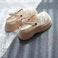 ราคา รองเท้าแตะผ้าฝ้ายลินินฤดูร้อนกลวงหนา-พื้นรองเท้า ลูกไม้ครอบคลุมตาข่ายแพลตฟอร์มเพิ่มความสูงครอบคลุมรองเท้าแตะ (26138312902)