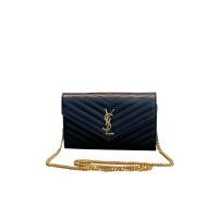 ราคา ♚⊙Saint Laurent YSL Envelope Bag Ladies Black Caviar Shoulder Messenger Bag Authentic (11098849682)