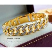 ราคา เลสข้อมือฝังเพชร เพชรเต็มเส้น น้ำหนักเทียบเท่าทอง 5 บาท (2211071110)